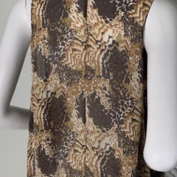 ELIZABETH & JAMES Blouse Brown Animal Print Silk Large - Picture 4 of 7